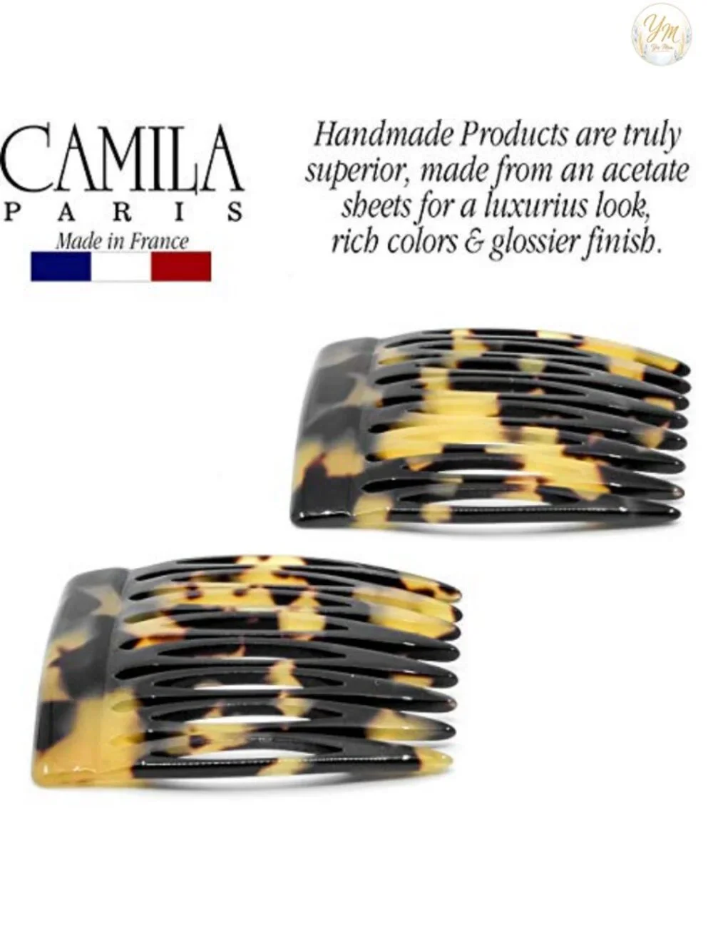 French Hair Side Comb Handmade Cellulose Acetate Strong Hold Hair Clips for